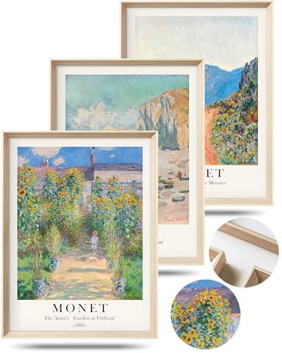 HesenDot Framed Wall Art, Claude Monet Landscape Canvas Prints Set - color: Framed Monet Impressionism, size: 16"L x 12"W