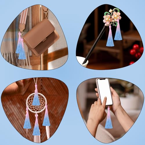 50Pcs 5 Inch Bulk Bookmark Tassel Kit for Graduation, Keychain(Pink Blue) - color: Pink&blue
