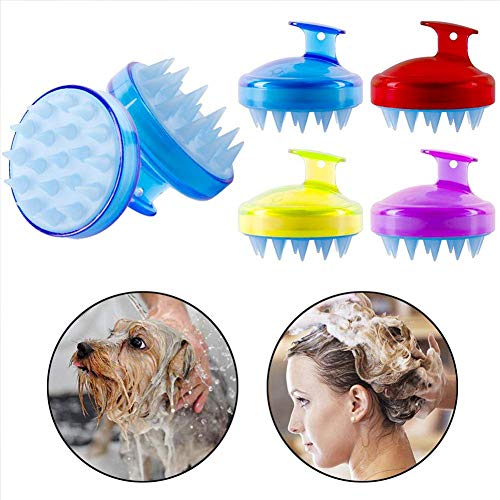 INVODA Scalp Massager Shampoo Brush Soft Silicone Bristles for Dandruff Removal & Hair Growth, Waterproof Wet/Dry Use, Men, Women & Pets - color: Red