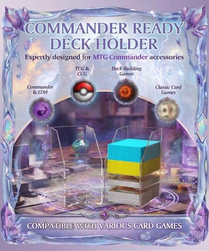 2 Pack Acrylic Commander Deck Holder for MTG - 100+ Double Sleeved Card Tray with 3 Dividers, Sturdy Playing Card Holder & Organizer for Magic The Gathering TCG Board Game Accessories - color: Clear