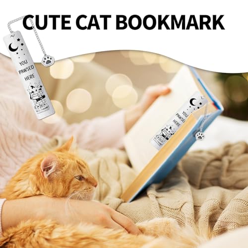 Cat Bookmark Gift for Cat Lovers, Cute Sleeping Kitten Metal Book Mark - style: Sleeping Cat