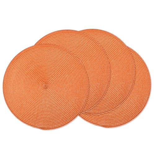 AHHFSMEI Round Placemats Set of 4 Heat Resistant Washable Non-Slip Woven Braided Table Mats for Dining Table Kitchen & Home Decor (Orange, 4) - color: Orange, size: Set of 4