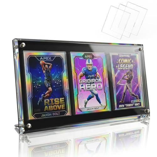 Acrylic Trading Card Display Frame with Inner Holder, for 35PT Card for Baseball, Football, Basketball Cards, UV Protection Desktop Display Frame for TCG, MTG, Comic Cards (Black, 3-Slot (1Pack)) - color: Black