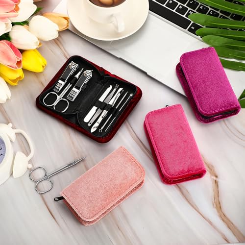 Coume 24 Sets Mini Manicure Kit for Women Men Nail Clippers, Red Series - color: Red Series