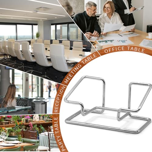 2 PCS Metal Business Card Holder for Desk, Modern Card Display Stand, Vertical and Square Business Card Organizer for Office, Home, Exhibition (Silver) - color: Silver