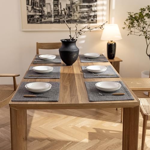 Demetex Placemats Table Mats Set of 6 Heat Resistant Washable Cloth Place Mats for Dining Table Holiday, Dark Grey - color: Dark Grey, size: Placemats set of 6