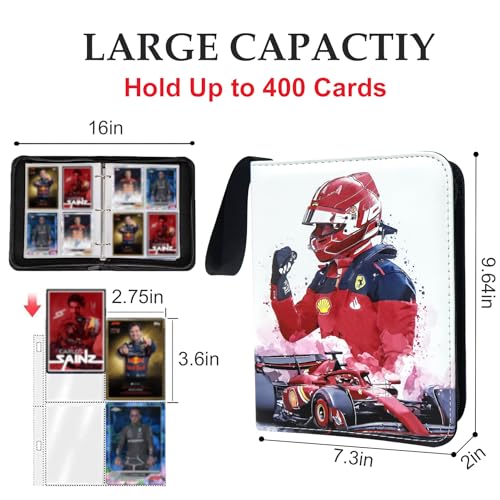 400 Pockets Racing Card Binder, Portable Waterproof PU Storage Album,BJ49 - color: Racing-400