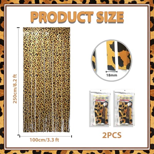 OQOQ Cheetah Print Fringe Backdrop 2 Pack, 3.3x8.2ft XL Leopard Print Decor - color: Cheetah Print