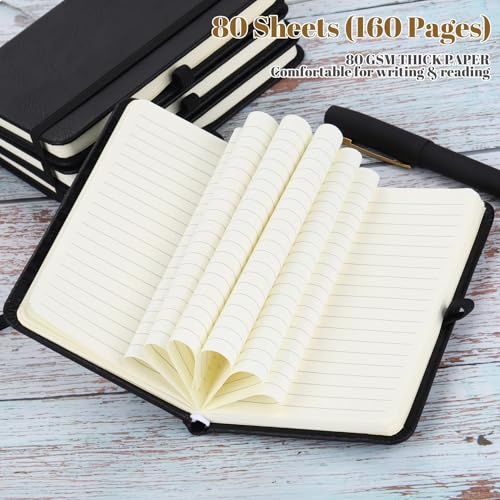 50 Pack Pocket Notebook Journals with Pens, 160 Pages, 3.5x5.5 Inches, A6 Mini Notebooks Small Journals College Ruled Hardcover Notebook PU Leather Notepad with Pen Holder for Office School