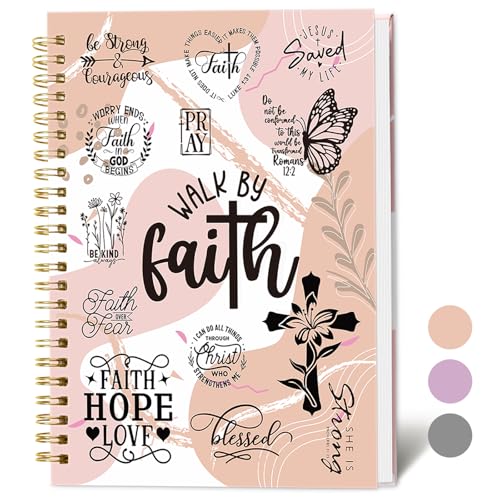 XKDOUS Hardcover Spiral Notebook, Bible Journal, Journal for Women, Pink - color: Pink