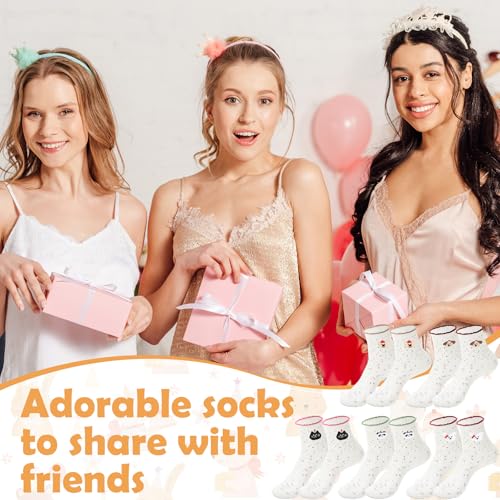Chicingyou 10 Pairs Women Ruffle Socks Coquette Girly Frilly Cotton Crew Sock Bow Animal Heart Breathable Ankle Socks - color: Colorful, style: Animals