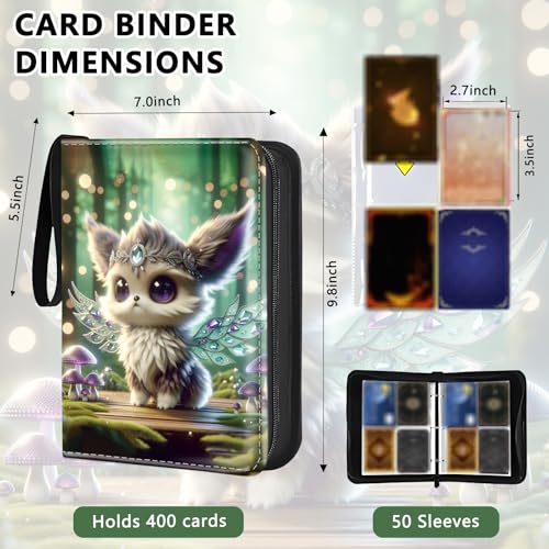 4 Pocket Trading Card Binder, Holds 400 Cards, 3-Ring Binder - color: Cute elf