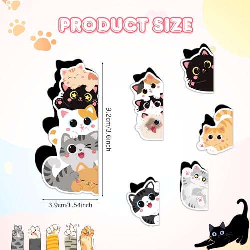 JSRQT 6 Pack Cat Bookmark, Cute Magnetic Bookmarks for Book Lovers Women, Book Marks Black Cat Gifts, Magnetic Bookmark Stationery, Personalised Magnet Bookmarks Marker Clip Page Markers