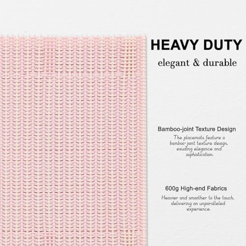 Placemats Set of 8, Vinyl Woven Heat-Resistant Place Mats - color: Beige Pink, size: Set of 8