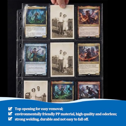50 Pack 9 Pocket Page Protectors,900 Pockets Double Sided Standard Size Card Sheets Protectors for 3 Ring Binders Album,Fit for Collectible Games, Sports,Baseball Cards - size: 50 pack