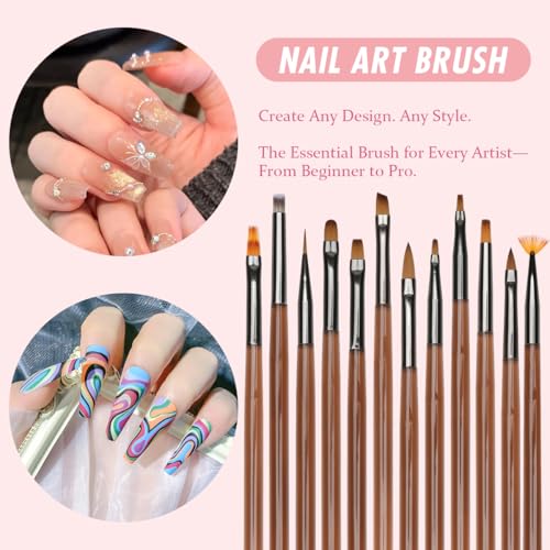 Nail Art Brushes for Gel Art Design Nail Art Pens Brushes Nail Art Tool Set IncludeNail Dotting Tools Dual-Head Pen Painting Set Liner Brush Nail Drawing Pen For Nail Design