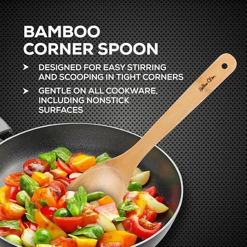 Helen’s Asian Kitchen Bamboo Kitchen Corner Spoon Cooking Utensil, 12-Inch - style: 12-Inch, Corner Spoon