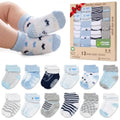 GOTS Organic Cotton Blend 12 infant socks with Grip 0-6 M Boy Non Slip Gift - color: Blue, size: 0-6 Months
