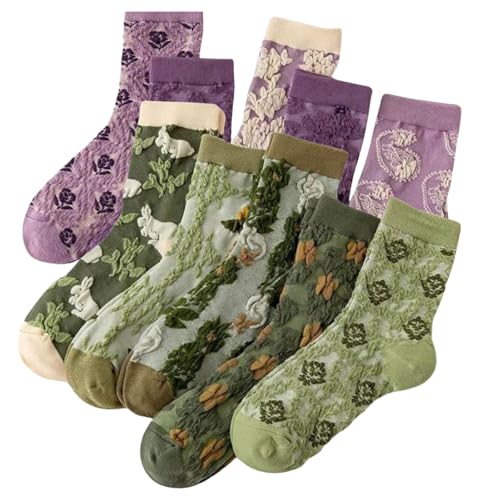 Lavish Lavender Argyle Frill Socks for Women, Dress Socks - color: 10pair-green+purple