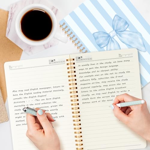 CNhoqc Blue Spiral Journal Notebook, 8 Pcs A5 Watercolor Coquette Bow - color: 8-Pcs Blue Bow