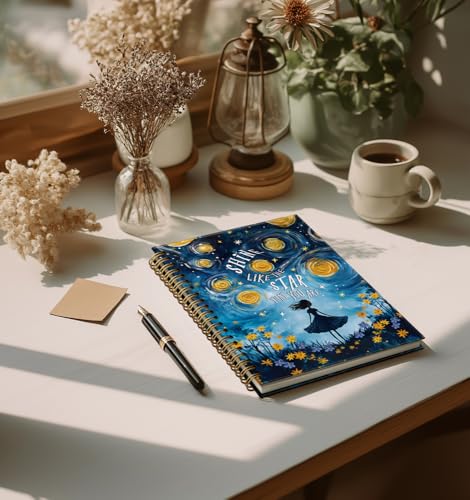 Star Notebooks for Women- Cute Journal For Women Men Friends Gifts On Birthday Christmas Mother's Day, Shine Like The Star That You Are Gold Spiral Bound Hardcover(Blue),5.8"x8.3" - color: Shine star