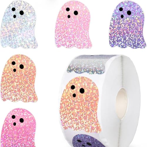 Glitter Ghost Roll Stickers Halloween Decorative Labels for Craft Party - style: Glitter Ghost