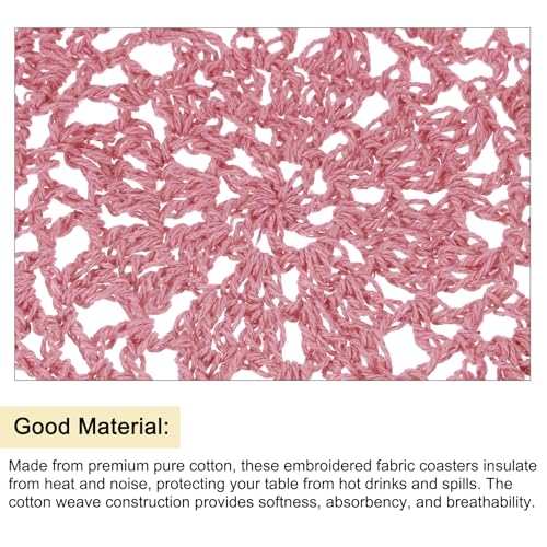 uxcell Fabric Coasters, 8pcs 4" - Cotton Woven Crochet Doilies, Lace Embroidery Cup Mat with Floral Pattern for Wedding Party Decoration (Leather Pink) - color: Leather Pink