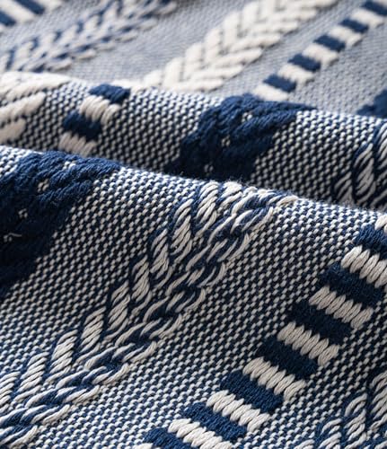 Cethom Boho Throw Pillow Covers 22x22 Inch Set of 2, Farmhouse Decorative Couch Pillow Cases, Navy Blue Accent Pillows of Bed, Sofa Bedroom Living Room Home Decor Cushion Cover - color: Navy Blue, size: 22" x 22" (Pack of 2)