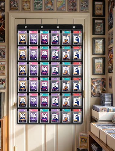 NiHome 36 Slot Graded Card Display Case - Sports Card Wall Frame, PVC Black