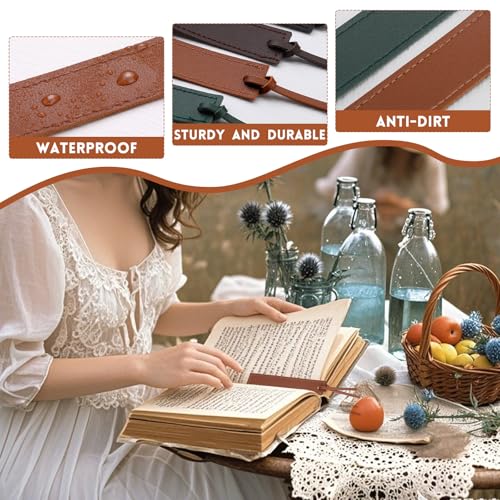 4 Pcs Leather Bookmark, Classic Stitched Bookmarks for Men - size: 4 Pcs