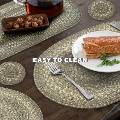 Homespice Grey Cloud Jute Braided Placemats, Oval 13x19 Set of 4 - color: Grey Cloud