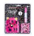 VOTUM Pink Leopard Keychain Charm for Backpacks, Purses, Handbags, Car Keys with Stationery Set - Includes Mini Notebook, Gel Pen, Eraser, Stickers - Fun Gift for Tweens & Adults Ages 8+ - style: Pink Leopard Cat