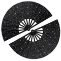 Maitys 2 Pack Foldable Fans for Rave Dancing,Black,Flash Pattern - color: Black, style: Flash Pattern