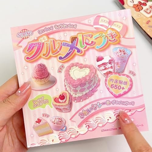 TIAMECH Pink Delicious Food Cuisine Gourmet Desserts Stickers Book - color: Pink Delicious Food