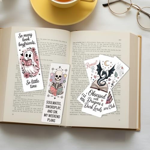 Dark Romance Bulk Bookmark for Women, 120 Pcs Cute Skull Dragon Paper Bookmarks Gift for Book Lovers, Romantasy Reading Accessories Creative Gifts for Men Teachers - style: Dark Romance