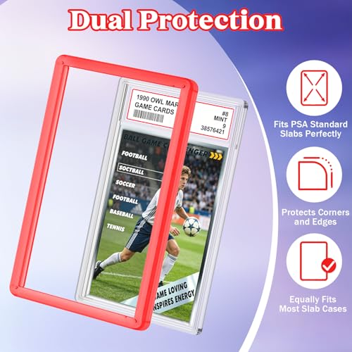 for 1 Pack PSA Slab Guard,Durable PSA Slab Protector Case,Hard TPU Stackable,Shock Absorbing Edge Protection,Soft Touch,Multiple Colors Guards with Precision Fit for Graded Cards Case,Red - color: Red, size: 1 Pack