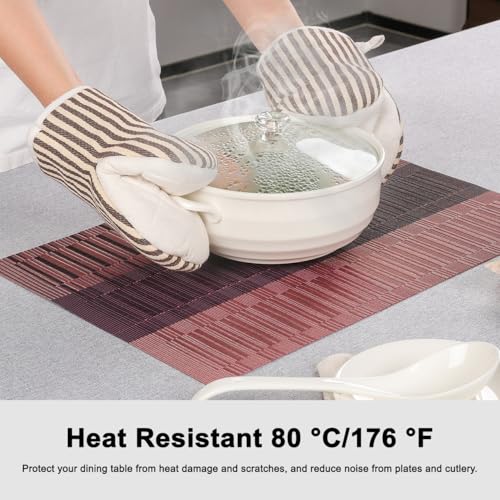 Placemats Set of 8, Vinyl Woven Heat-Resistant Place Mats - color: Purple Red, size: Set of 8