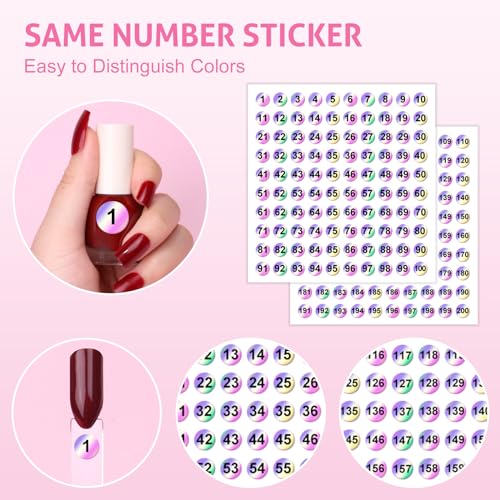 Subay 200 Pcs Nail Swatches Sticks with Number Stickers, Fan-Shaped Practice Nail Art Tips Sticks for Nail Polish Display, Nail Color Swatches Tools with Metal Split Ring for Gel Manicure Home Salon - color: Clear 200Pcs