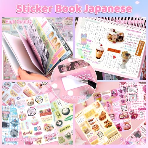 1300Pcs Japanese Sticker Book for Journaling Adult, Cute Scrapbook Stickers - style: Be 45 Sheet Time