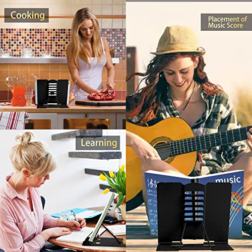Camelmother Metal Book Holder Adjustable Book Stand for Reading - color: Full Black