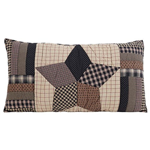 VHC Brands, Bingham Star, Cotton, 21x37, King Sham, Black - size: 37" x 21" (Pack of 1)
