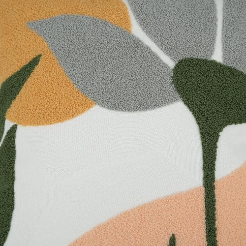 Merrycolor Boho Decorative Throw Pillow Covers Abstract Tufted Mid Century Modern Throw Pillows Leaf Sun Aesthetic Textured Pillow Cover Green Throw Pillows Cover for Bed Couch,Flower 18x18 Inch - color: Style I, size: 18" x 18" (Pack of 1)