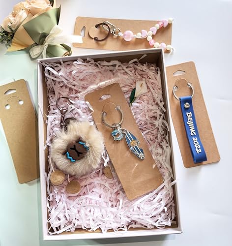 100 Set Keychain Display Cards with Bags,Jewelry Packaging Blank Hanging Cards for Selling - color: Brown 5.9"x2"