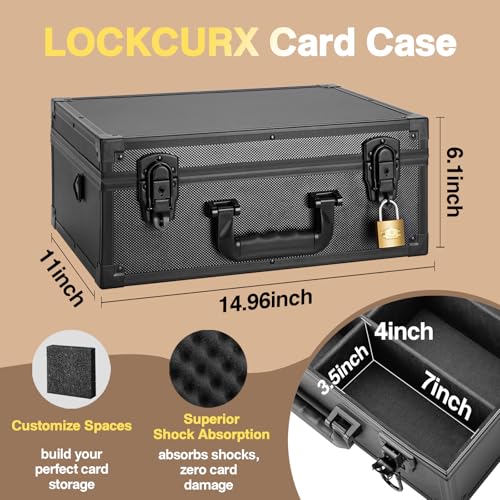 LOCKCURX Trading Card Storage Box, Holds 600+ Toploaders, 3"x4" 35pt Cards