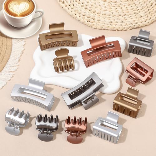 SMKSL 12 Pcs Hair Claw Clips for Women & Girls 3 Styles Hair Accessories - color: Metallic Glitter