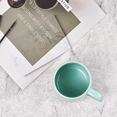 Bosmarlin Large Glossy Ceramic Coffee Mug, Tea Cup for Office and Home, 18 oz, Suitable for Dishwasher and Microwave(Mint Green, 1) - color: Mint Green