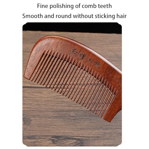 Wooden Hair Comb Set, Wide Tooth and Fine Tooth Detangling Combs, Brown, 2 Pack (One Size) - size: One Size