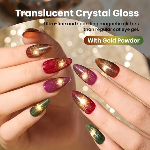 Beetles Gilded Lull Cat Eye Gel Nail Polish Set, 6 Colors Jelly Cat Eye Kit - color: A - Sheer & Cat Eye | Gilded Lull