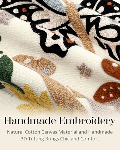 Embroidered Throw Pillow Cover, 20x12 Inch, Butterfly Moon - color: Butterfly Moon, size: 20" x 12" (Pack of 1)