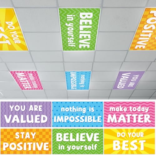 6 Pcs Fluorescent Light Covers with 60 Magnets Decorative for Classroom Ceiling Light 4 x 2 Feet Magnetic Lights Covers Filter Easy Install for Office Hospitals & Home Drop Ceiling Supplies (Positive) - color: Positive